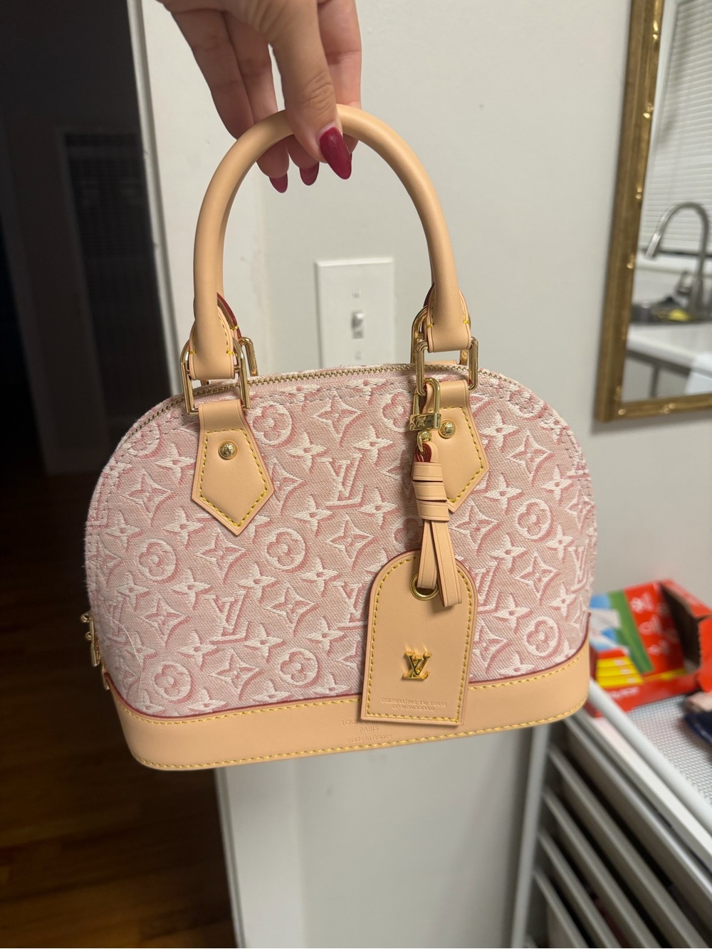 Designer Pink Monogram Dome Crossbody Bag